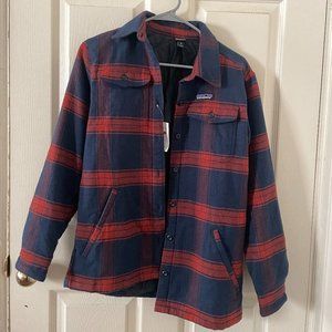 Patagonia Insulated Fjord Flannel Jacket (navy blue + burnt orange)
